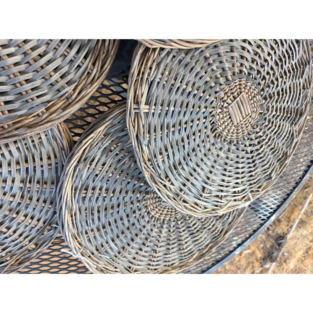 Set of 5 Woven Wicker Charger Plates Wall Basket Decor Gray Brown 12.5 Inch